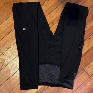 Black and Grey Lululemon Leggings with Pockets
